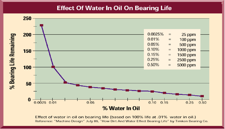 Water reduces bearing life